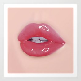 Red Glossy Lips Art Print