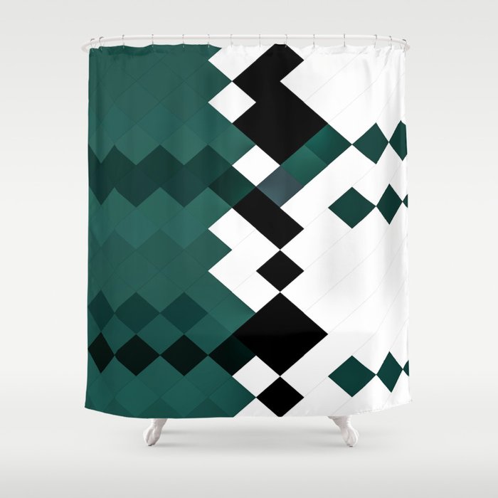 Emerald Green White Black Geometrical Pattern Shower Curtain By Sheila Wenzel Ganny Society6 Emerald Green White Black Geometrical, Green And White Shower Curtain
