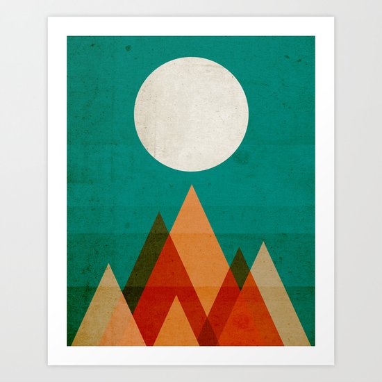 Full moon over Sahara desert Art Print