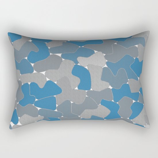 Blue Wall Etching Rectangular Pillow