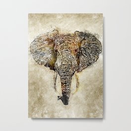 Elephant Vintage Watercolor Art Metal Print | Abstract, Card, Animal, Elephant, Emblem, Abstraction, Elephanthead, Design, Graphic, Artwork 