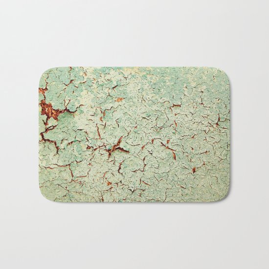 Cracked Wall Texture Green Bath Mat