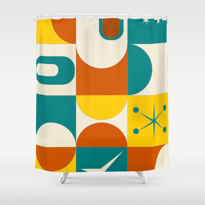 Retro geometrical pattern Shower Curtain