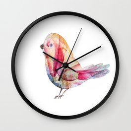 Cute Colorful Watercolor Bird Illustration Wall Clock