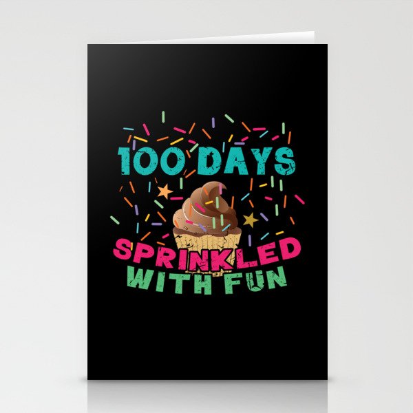 Days Of School 100th Day 100 Sprinkled Fun Cake Stationery Cards