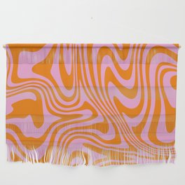 Orange Pink Bold Retro Swirl Abstract 70s Wall Hanging