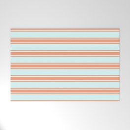 [ Thumbnail: Light Cyan and Light Salmon Colored Stripes/Lines Pattern Welcome Mat ]
