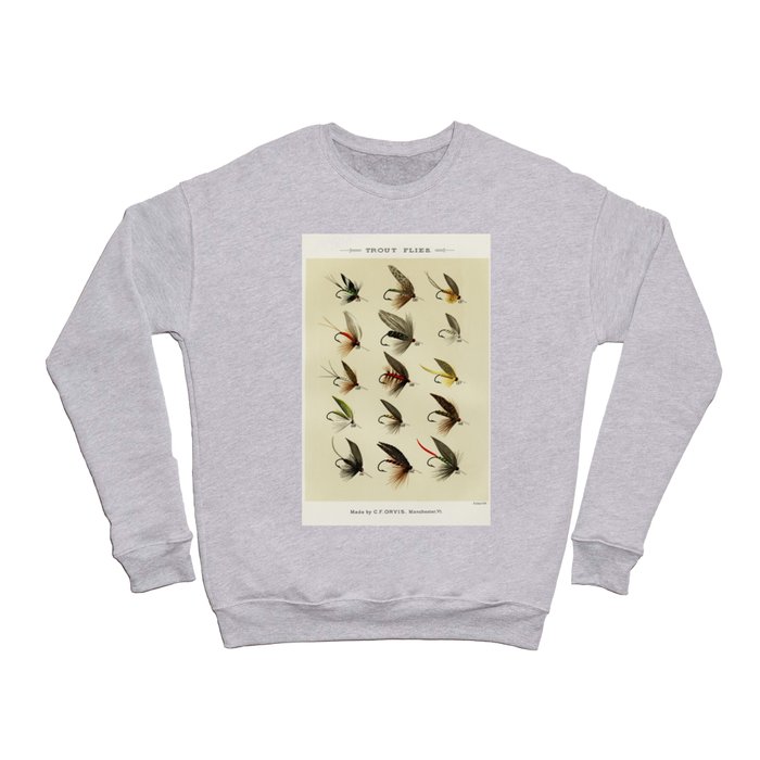 Vintage Fly Fishing Print - Trout Flies Crewneck Sweatshirt by SFT Design  Studio