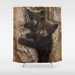 Black Bear Cubs - Curious Cubs Shower Curtain