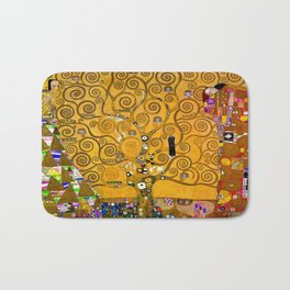 Gustav Klimt Tree Of Life Gold Version Badematte | Retro, Gold, Art, Painter, Yellow, Artist, Vintage, Restored, Painting, Treeoflife 