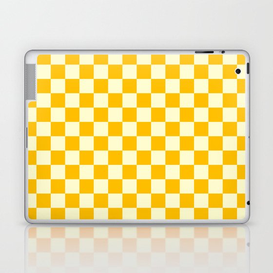 Cream Yellow and Amber Orange Checkerboard Laptop & iPad Skin