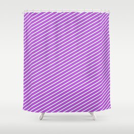[ Thumbnail: Orchid & Light Cyan Colored Pattern of Stripes Shower Curtain ]