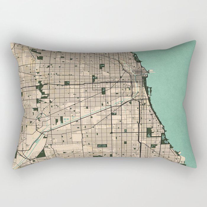 Chicago City Map of the United States - Vintage Rectangular Pillow