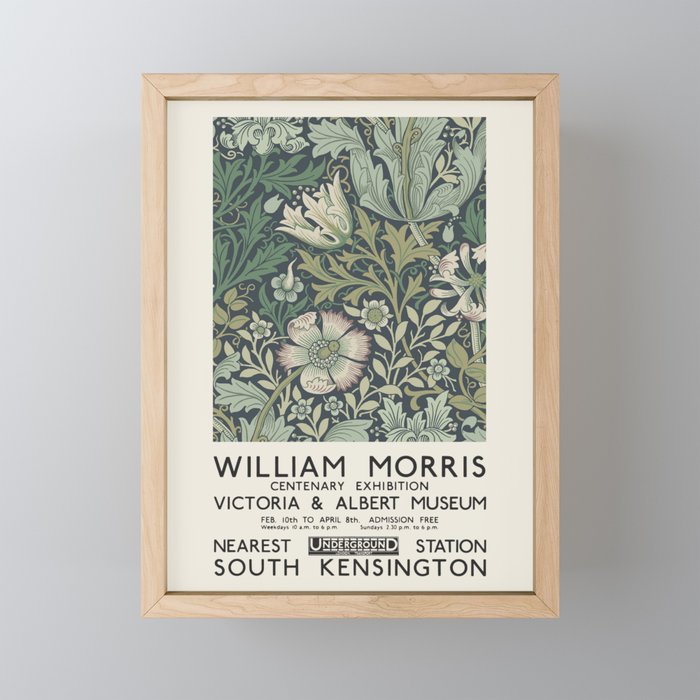 William Morris - Exhibition poster for The Victoria and Albert Museum, London, 1934 Framed Mini Art Print