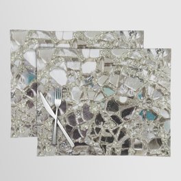 An Explosion of Sparkly Silver Glitter, Glass and Mirror Placemat