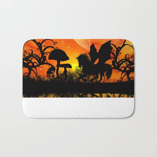 Beautiful unicorn silhouette Bath Mat