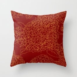 Floral 1 Hydrangea Red Throw Pillow