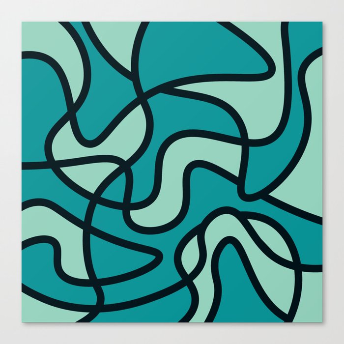 Messy Scribble Texture Background - Viridian Green and Pearl Aqua Canvas Print