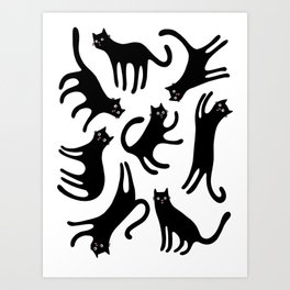 Black Cats Blep! Art Print