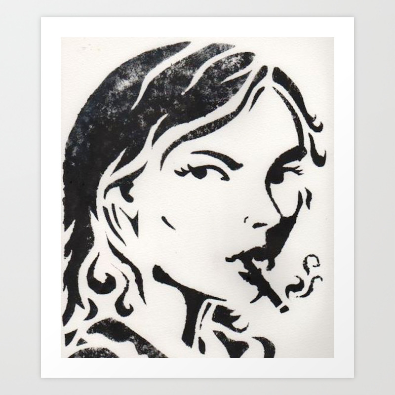 Woman Smoking A Cigarette Art Print By Ludmilla Society6