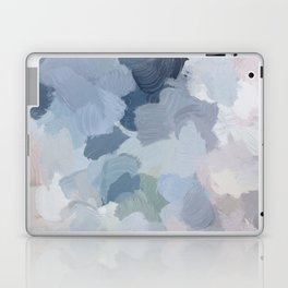 Final Flourishing - Navy Indigo Gray Blue Blush Pink Lavender Abstract Floral Spring Wall Art Laptop Skin