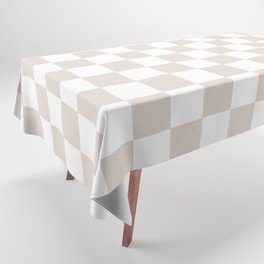 Checkered Pattern White and Perfectly Pale Rose Pink Tablecloth