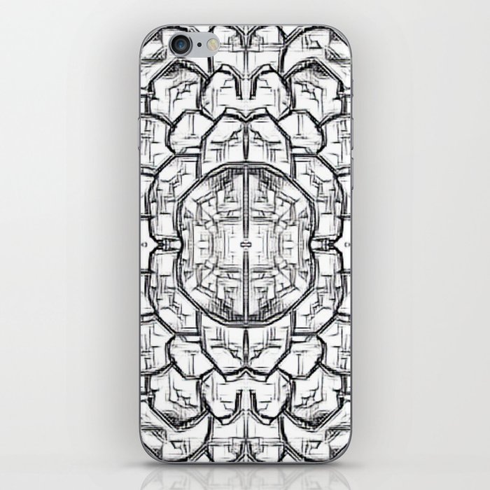 Black And White Floral Bloom Sketch iPhone Skin