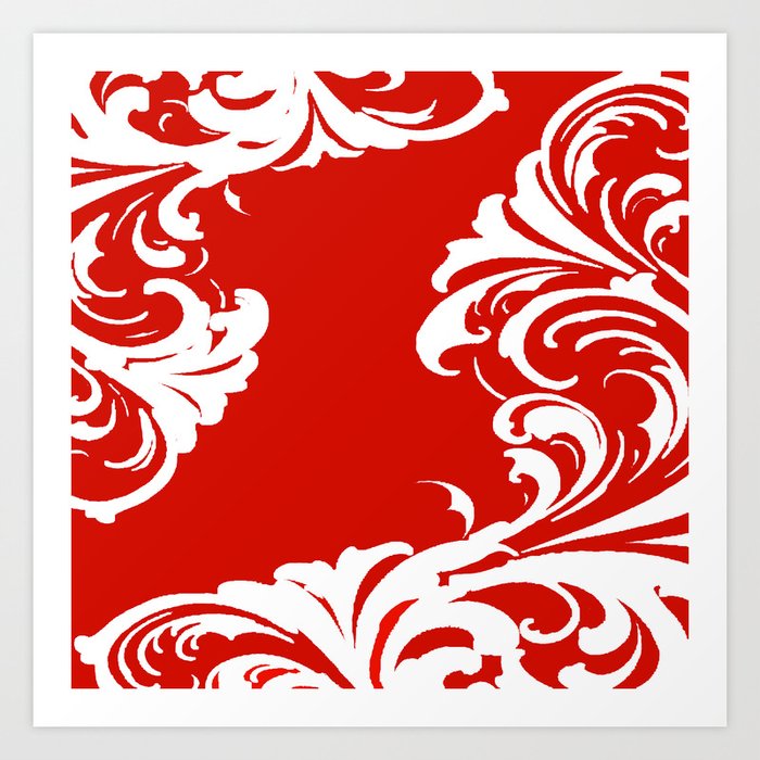 red and white damask pattern