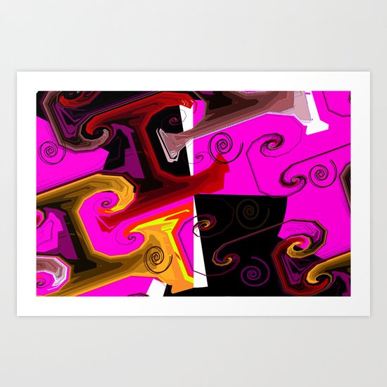 Spirals abstract pink Art Print