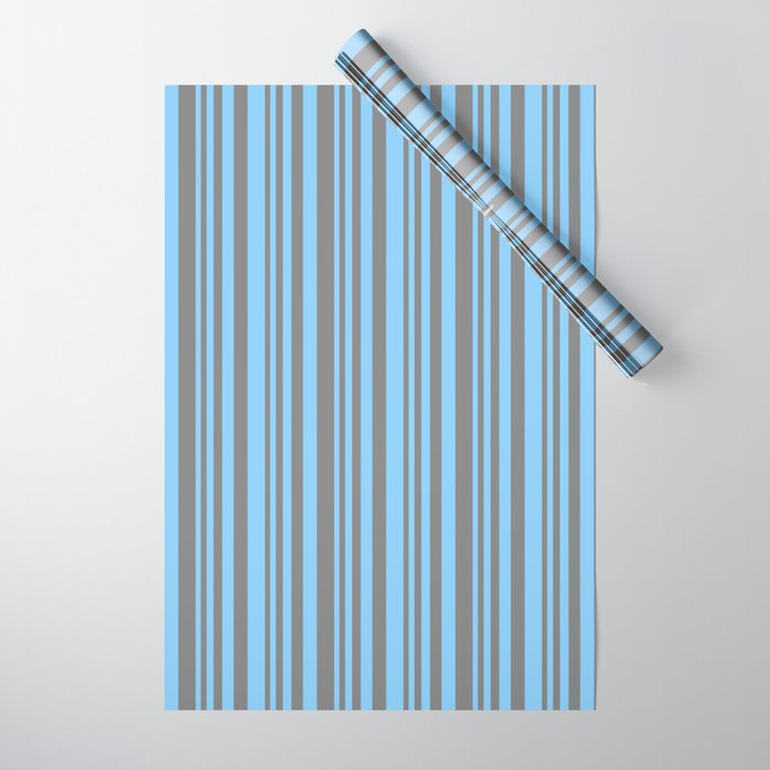 Light Sky Blue and Gray Colored Stripes Pattern Wrapping Paper
