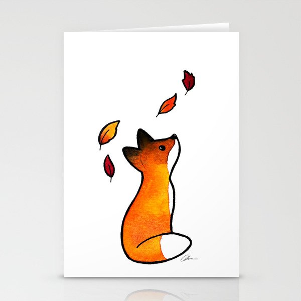 The Fox in The Leaves Stationery Cards