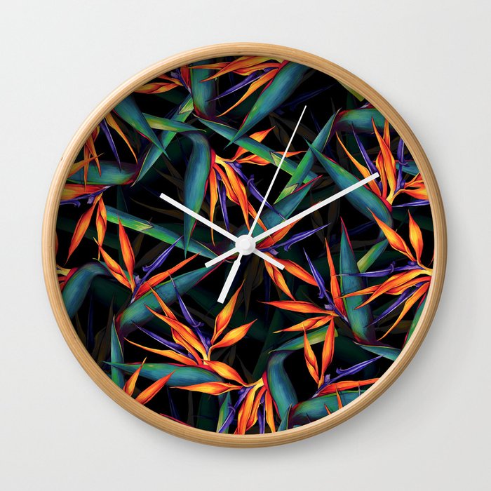 Tropical Leaf Pattern Wall Clock