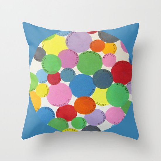 Word Bubbles Blue Throw Pillow