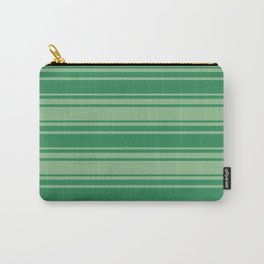 [ Thumbnail: Dark Sea Green & Sea Green Colored Stripes Pattern Carry-All Pouch ]