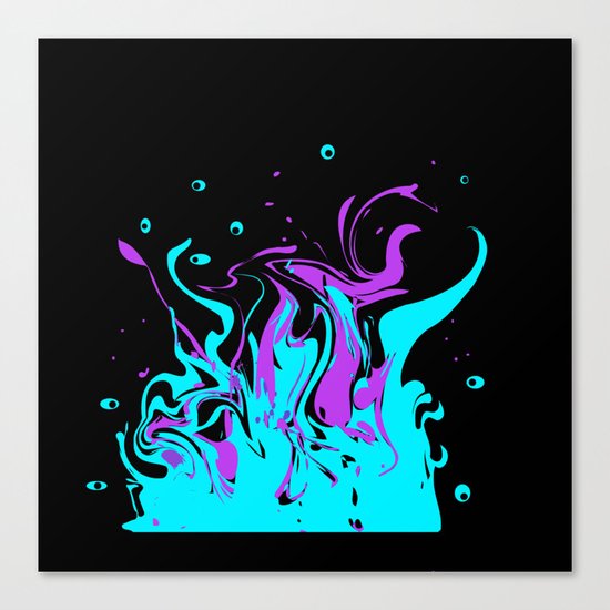 Turquoise pink abstract pattern on a black background . Splash . Canvas Print