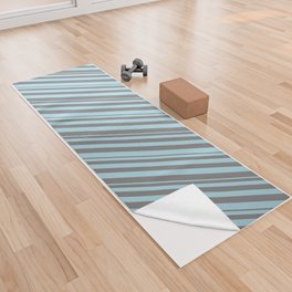 [ Thumbnail: Grey & Light Blue Colored Lines Pattern Yoga Towel ]