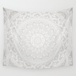 Mandala Soft Gray Wall Tapestry | Delicate, Meditation, Graphicdesign, Gray, Mandala, Grey, Pattern, Elaborate, Decorative, Oriental 