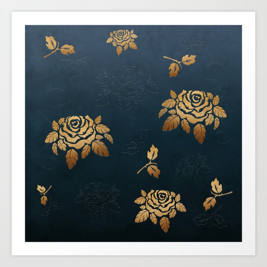 Golden Rose - Glitter Pattern Art Print