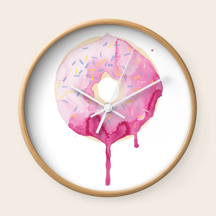 Glazed Pink Donut Wall Clock By Theaestate Society6