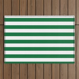 Stripes (Dark Green & White Pattern) Outdoor Rug