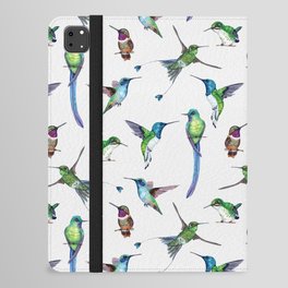 White Hummingbird Pattern iPad Folio Case