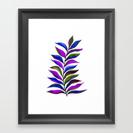 Colorful leaves purple, ultramarine blue, olive green color palettes Framed Art Print