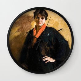 The Blue Kimono by William Merritt Chase - Vintage Victorian Retro Fine Art Oil Painting Wall Clock | Fine, Japonism, Chase, Kimono, Retro, Painting, Merritt, Vintage, Japan, William 