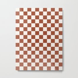 Check Rust Checkered Checkerboard Geometric Earth Tones Terracotta Modern Minimal Chocolate Pattern Metal Print | Contemporary, Gingham, Checkered, Graphicdesign, Boho, Checkerboard, Geometric, Chessboard, Pattern, Salmon 