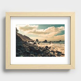 Waves Crashing on a Rocky Beach in San Francisco, California Recessed Framed Print
