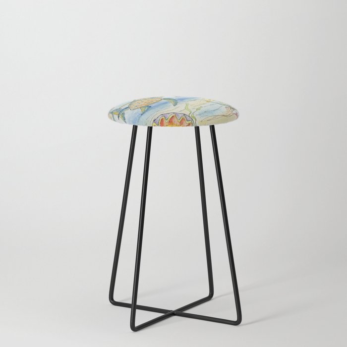 Sea Turtles, Coral and Kelp Counter Stool