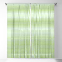 [ Thumbnail: Green and Light Cyan Colored Lined Pattern Sheer Curtain ]