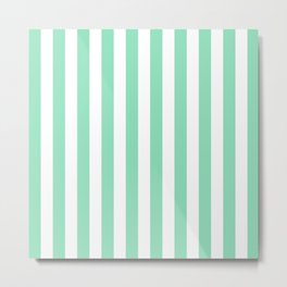 Vertical Stripes (Mint & White Pattern) Metal Print | Decorative, Patterns, Vintage, Stripes, Elegance, Stripy, Mintandwhite, Graphicdesign, Beautiful, Simple 