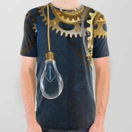 Steampunk Watches and Bulbs All Over Graphic Tee