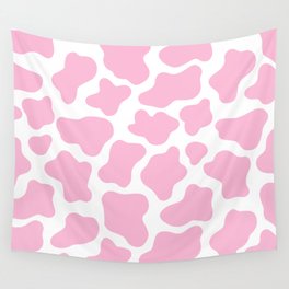 Pink Cow Print Wall Tapestry